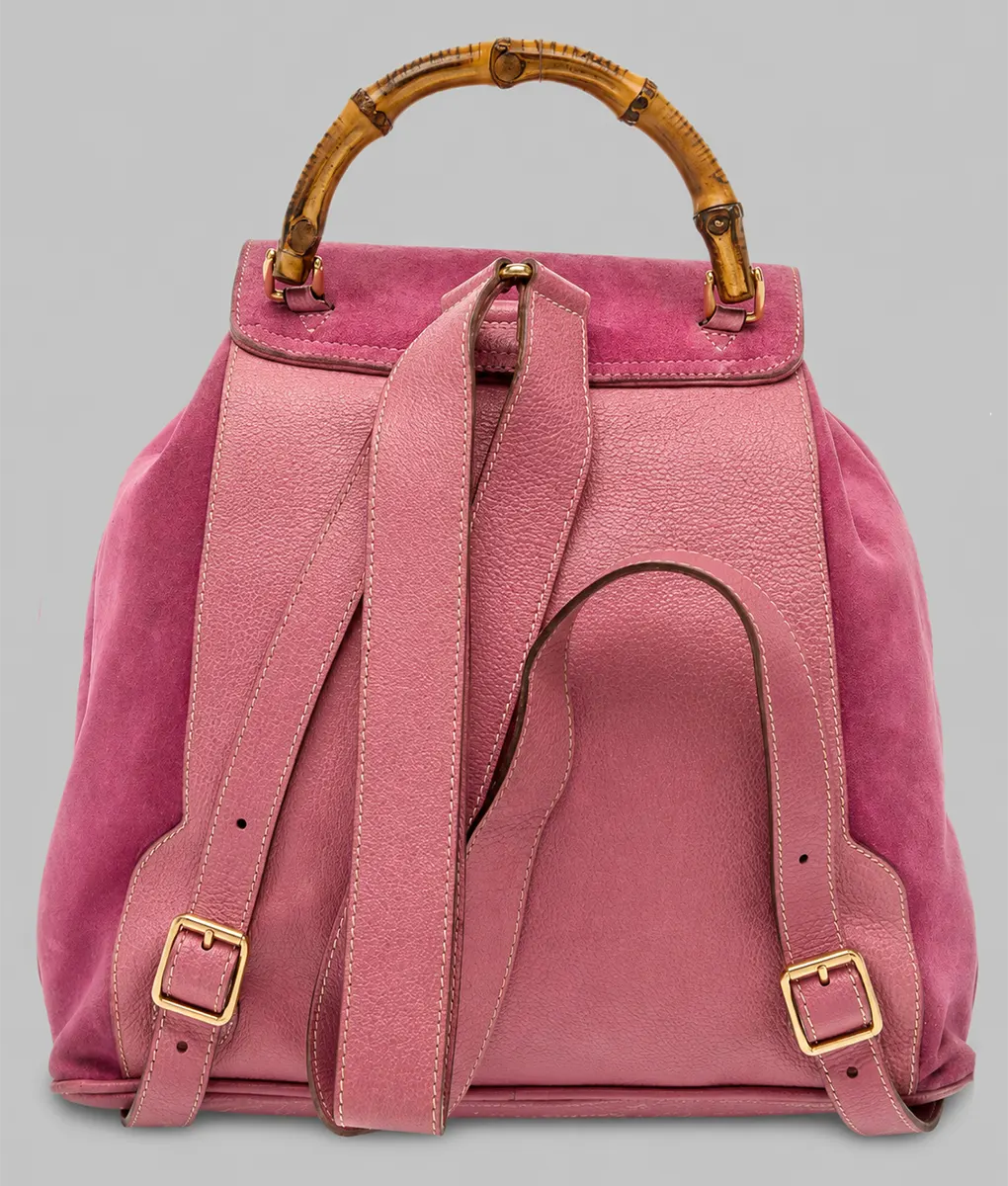 Elle Lexi Minetree Pink Suede Backpack - Back