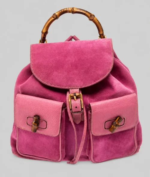 Elle Lexi Minetree Pink Suede Backpack - Front