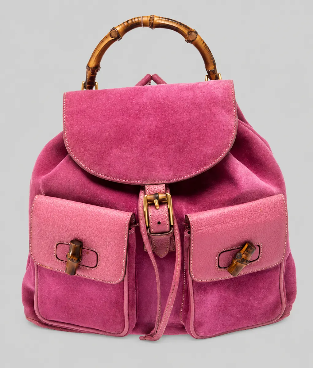 Elle Lexi Minetree Pink Suede Backpack - Front