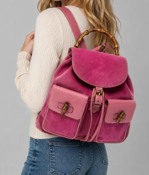 Elle Lexi Minetree Pink Suede Backpack - Model