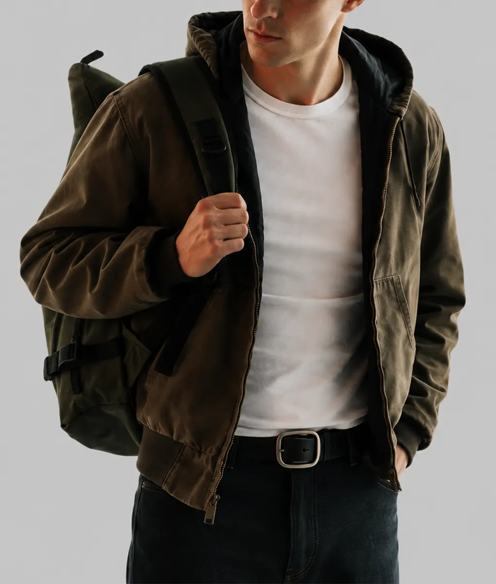 Lucky S02 Drew Starkey Brown Hooded Jacket - Front