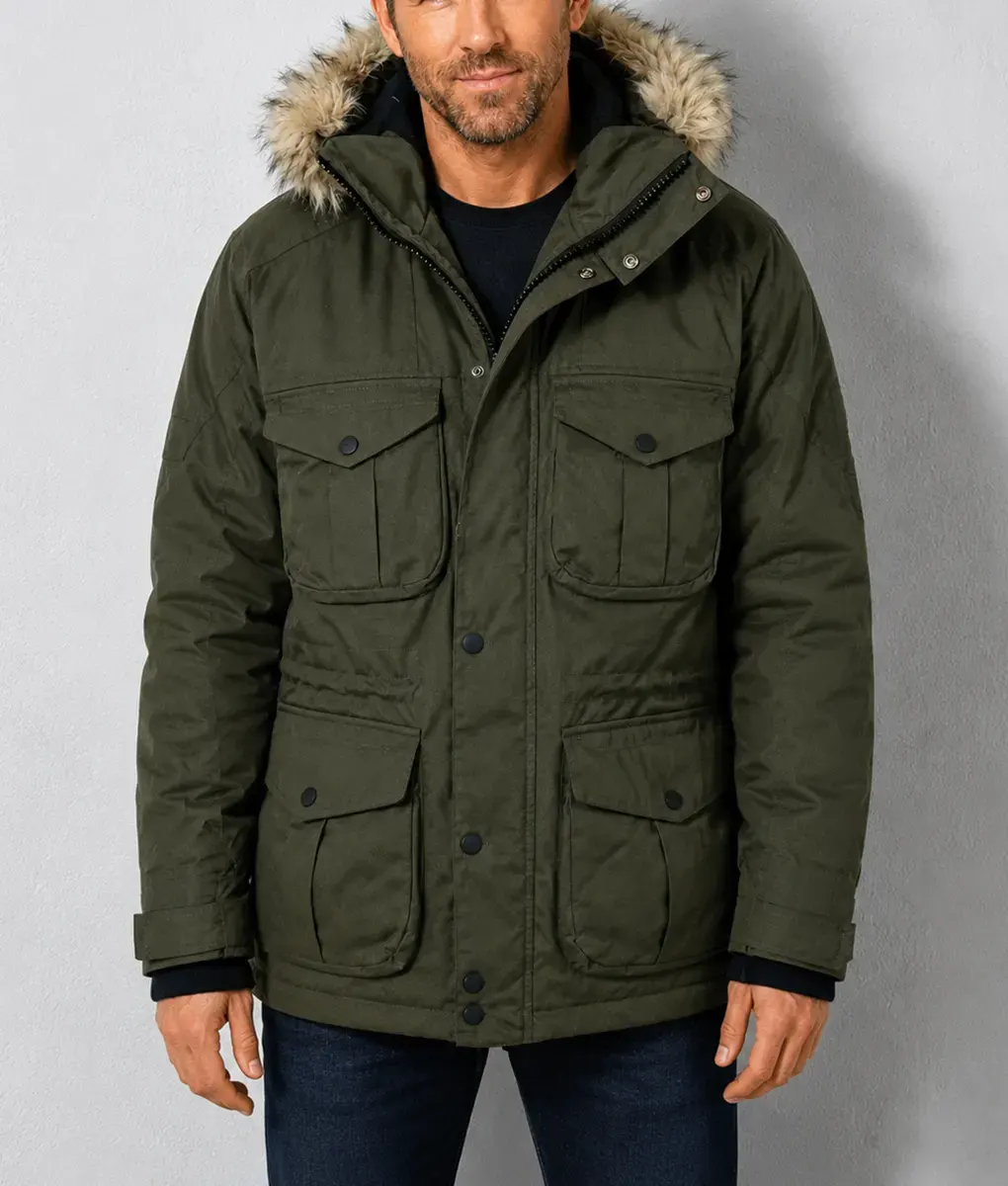 Mayday Ryan Reynolds Green Parka Jacket - Front