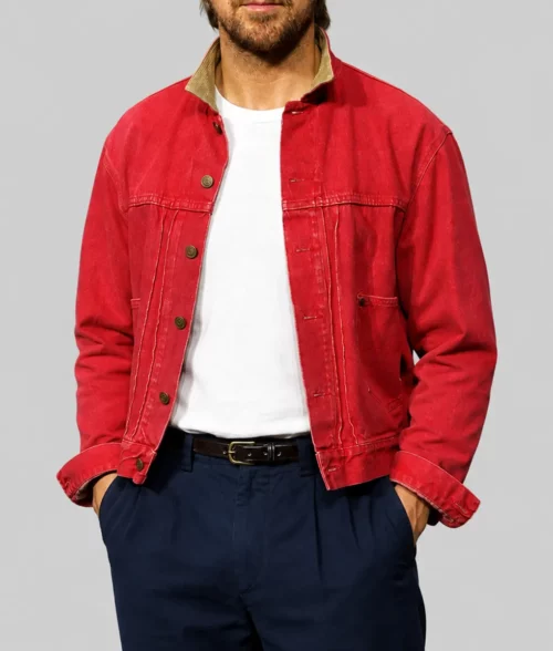 Ryan Gosling Red Denim Jacket - Front View