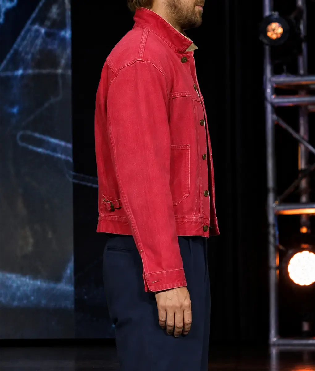 Ryan Gosling Red Denim Jacket - Side