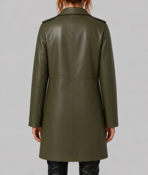 Sadie Sink Green Leather Coat - Back