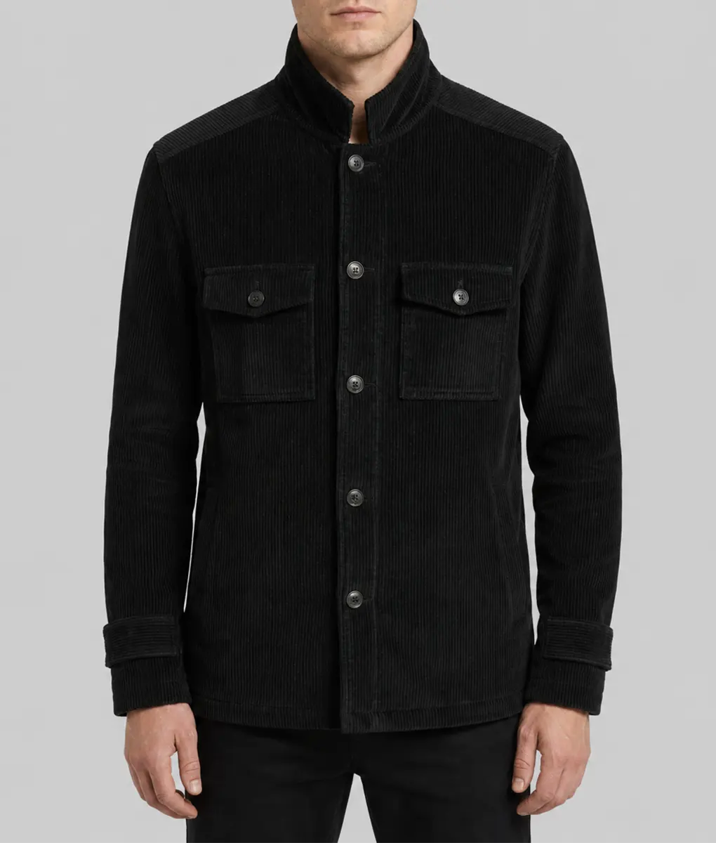 Slow Horses Jack Lowden Black Corduroy Jacket - Front