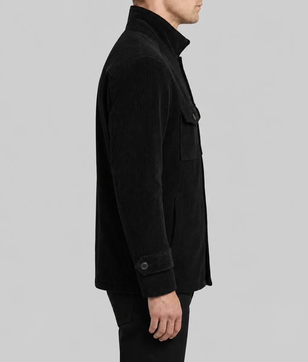 Slow Horses Jack Lowden Black Corduroy Jacket - Side