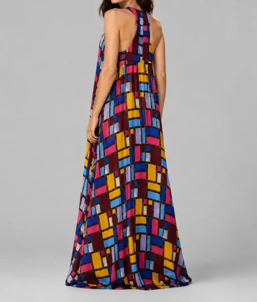 The Devil Wears Prada 2 Anne Hathaway Color Block Long Dress - Back
