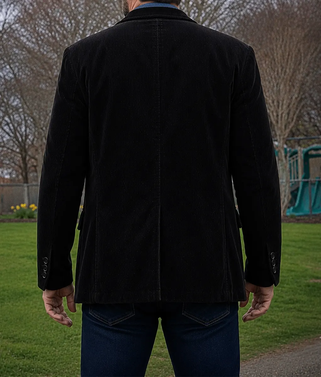 The Whisper Man Adam Scott Black Corduroy Blazer - Back View