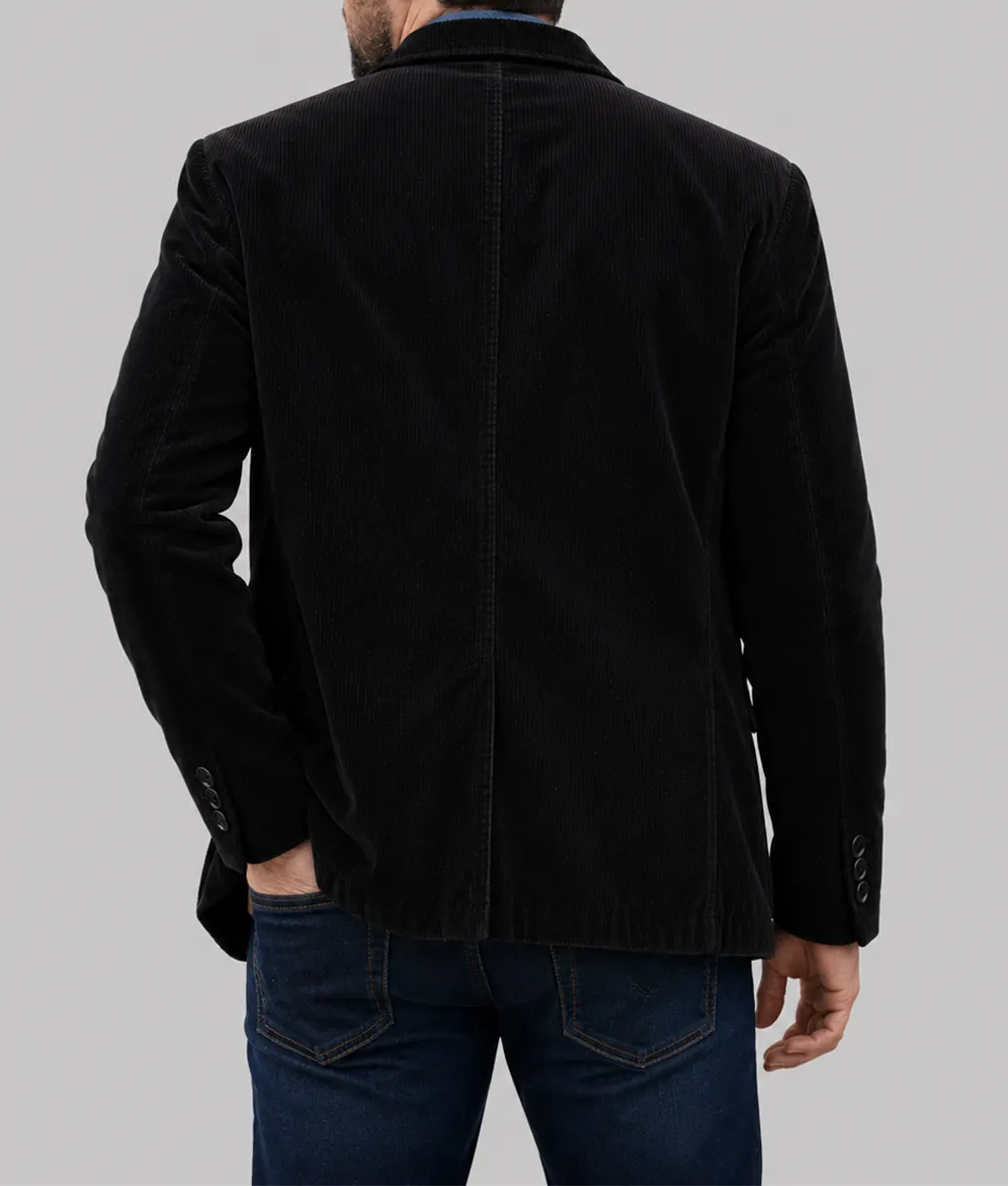 The Whisper Man Adam Scott Black Corduroy Blazer - Back