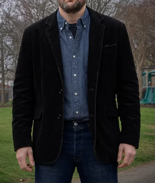 The Whisper Man Adam Scott Black Corduroy Blazer - Front View