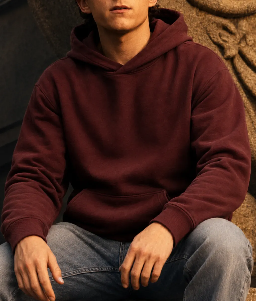 Tom Holland Burgundy Hoodie - Model