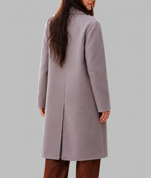 Verity Dakota Johnson Grey Wool Coat - Back