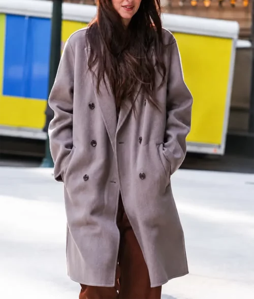 Verity Dakota Johnson Grey Wool Coat - Front View