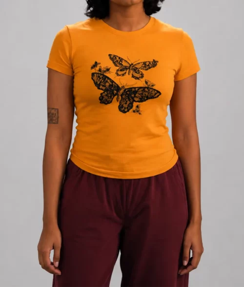 Adults S02 Amita Rao Butterfly Yellow T-Shirt - Front