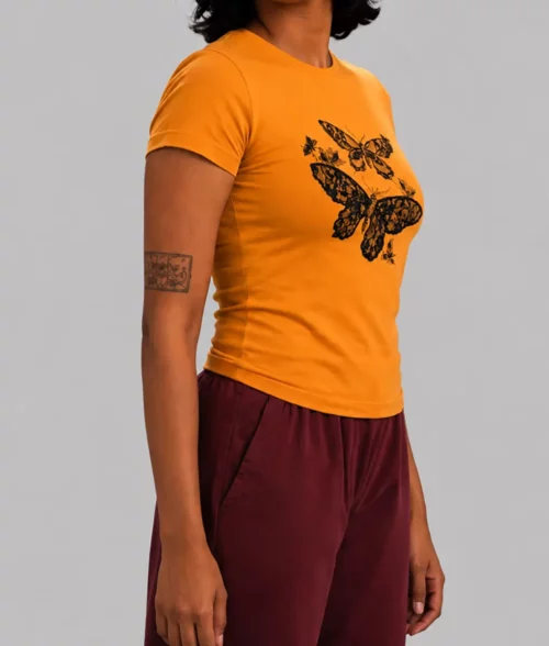 Adults S02 Amita Rao Butterfly Yellow T-Shirt - Side