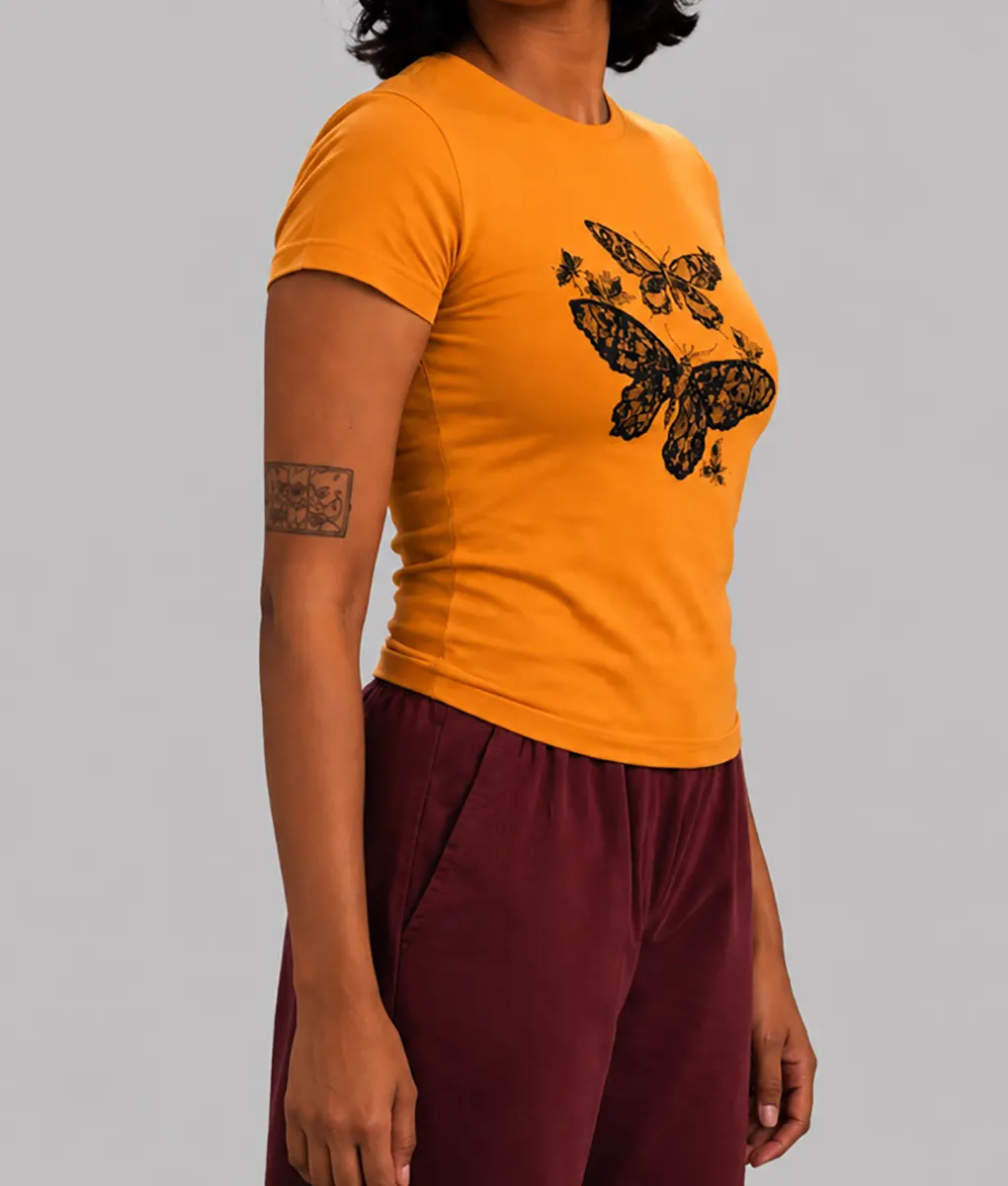 Adults S02 Amita Rao Butterfly Yellow T-Shirt - Side