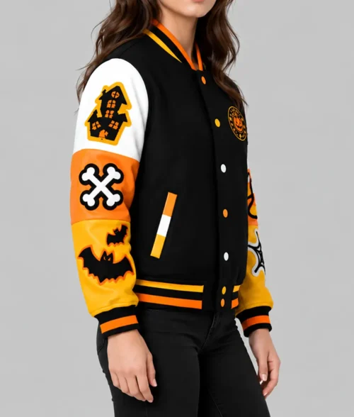 Halloween Spooky Boo Varsity Jacket - Right Side
