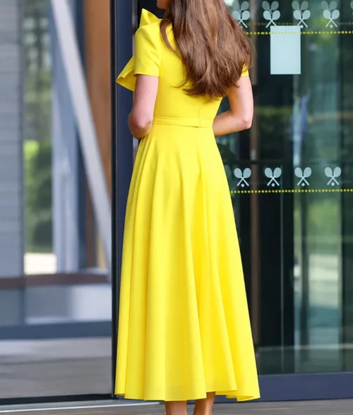 Kate Middleton Yellow Midi Dress - Back View