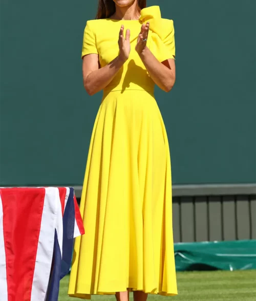 Kate Middleton Yellow Midi Dress - Front View