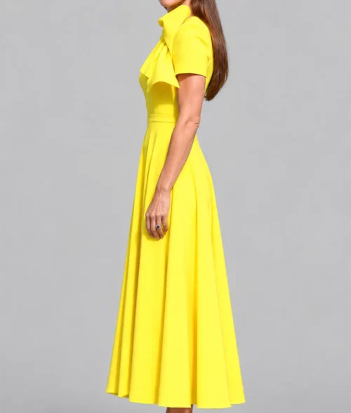 Kate Middleton Yellow Midi Dress - Side
