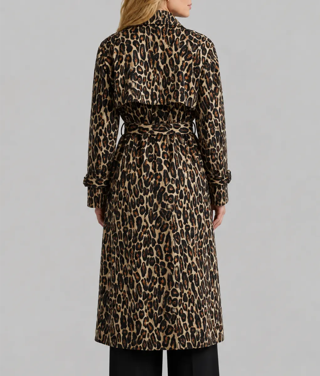 Laenne S02 Kristen Johnston Leopard Print Trench Coat - Image 3
