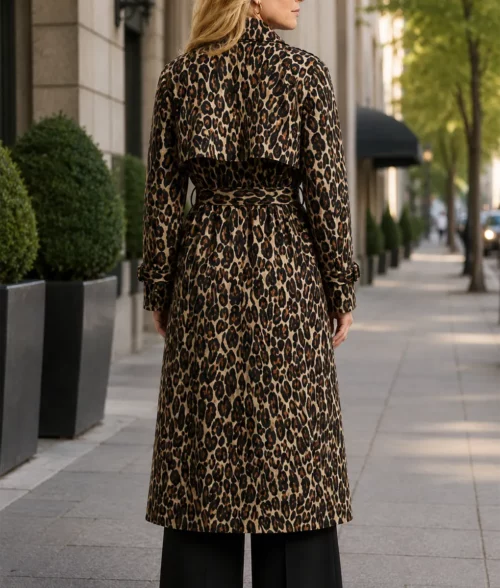 Laenne S02 Kristen Johnston Leopard Print Trench Coat - Image 5