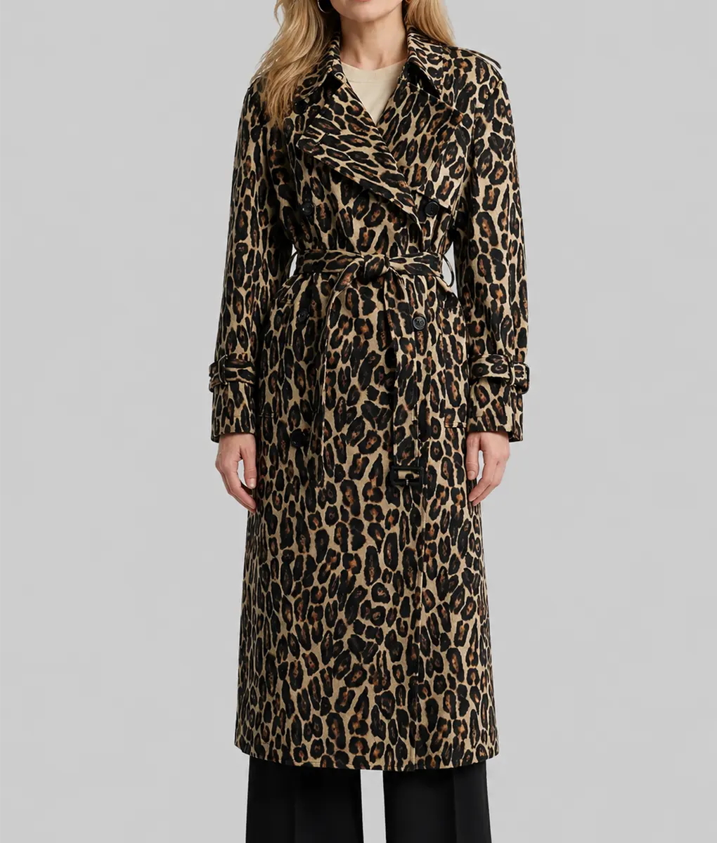 Laenne S02 Kristen Johnston Leopard Print Trench Coat