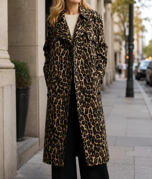 Laenne S02 Kristen Johnston Leopard Print Trench Coat - Image 4