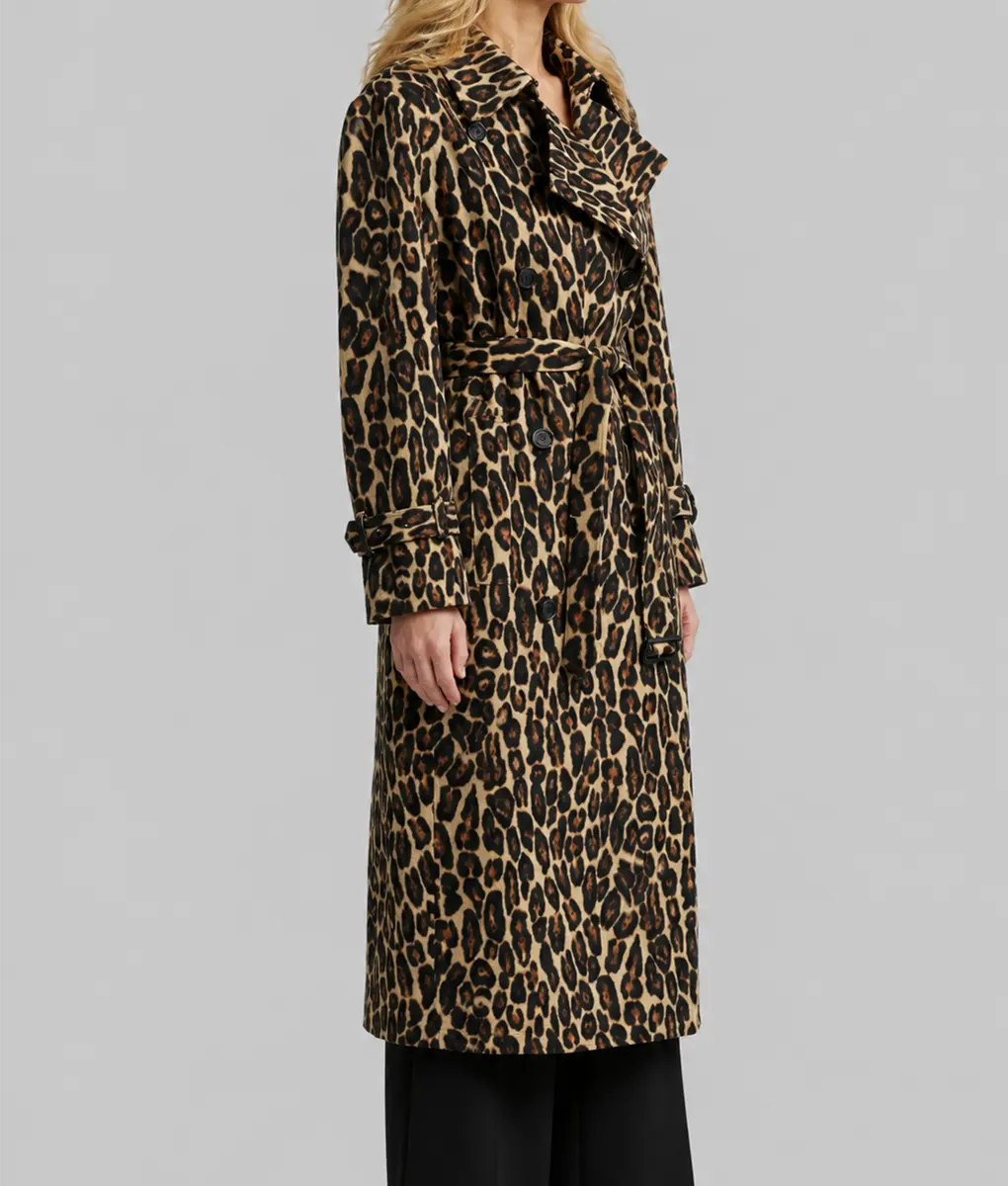 Laenne S02 Kristen Johnston Leopard Print Trench Coat - Image 2