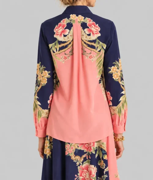 Marble Hall Murders Lesley Manville Floral Print Shirt - Back