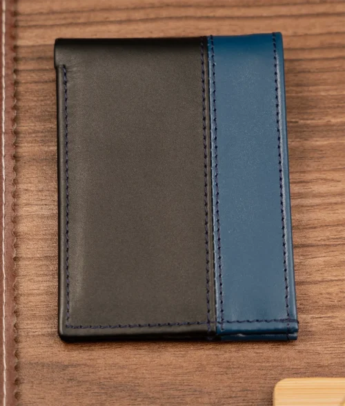 Men&rsquo;s New Modern Black & Blue Leather Wallet