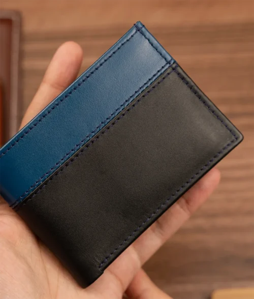 Alternative view of Men&rsquo;s New Modern Black & Blue Leather Wallet