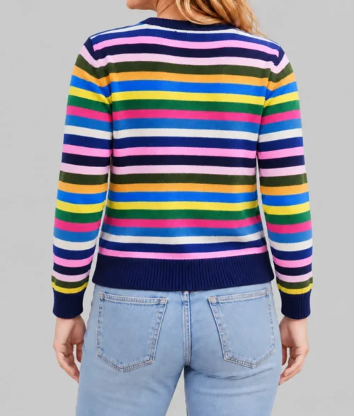 Shrinking Christa Miller Colorful Striped Cardigan - Image 3