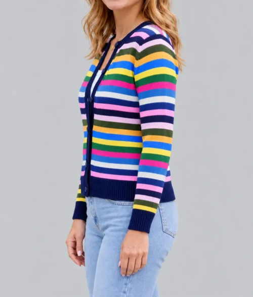 Shrinking Christa Miller Colorful Striped Cardigan - Image 2