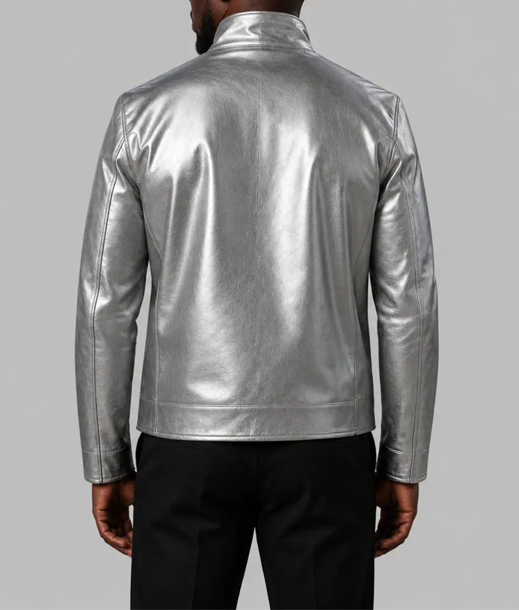Street Fighter Curtis James Metallic Silver Jacket - Image 4