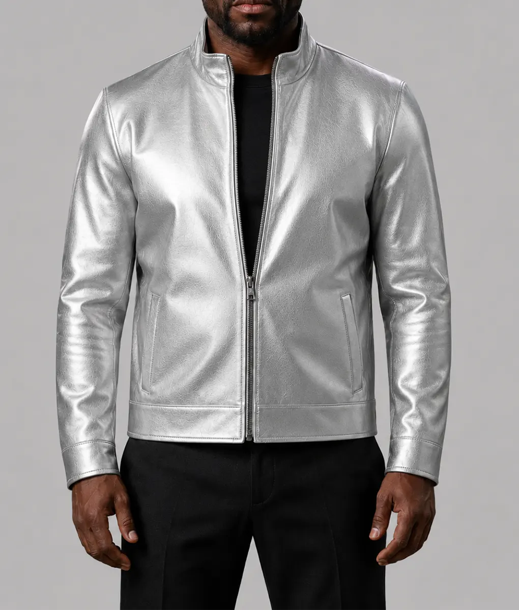 Street Fighter Curtis James Metallic Silver Jacket - Image 2