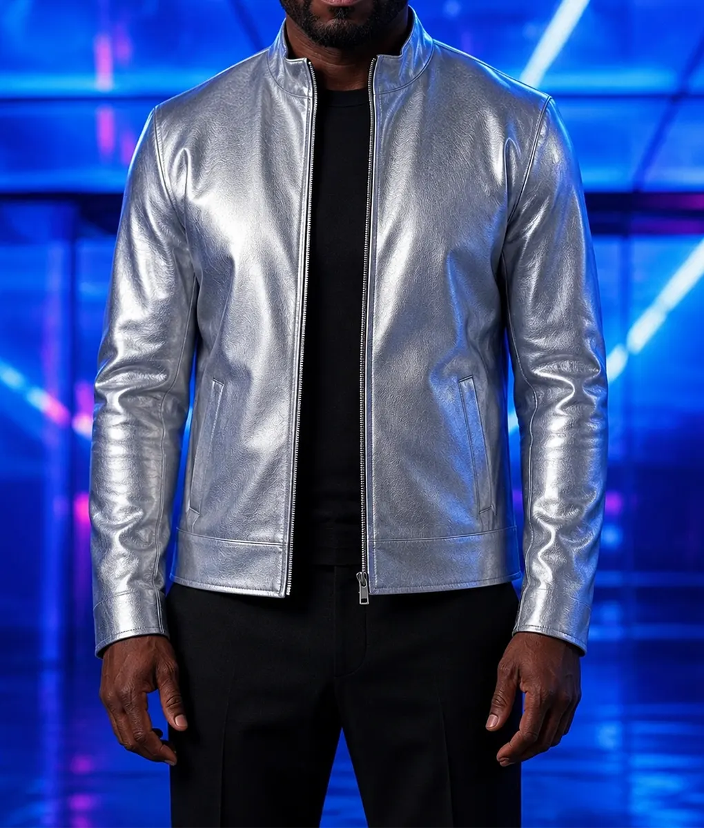 Street Fighter Curtis James Metallic Silver Jacket - Image 5