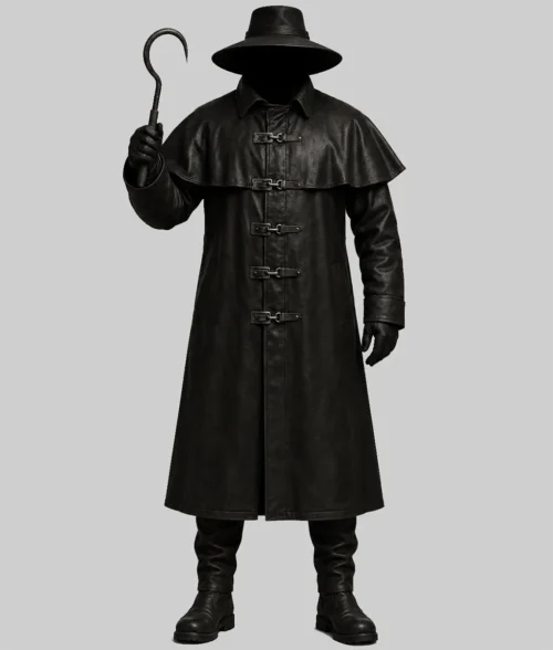 Steampunk Fisherman Cosplay Black Leather Coat