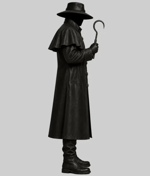 Alternative view of Steampunk Fisherman Cosplay Black Leather Coat